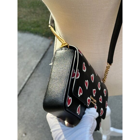 Kate Spade Morgan Stencil Hearts Flap Chain Wallet Crossbody KE350 - Picture 6 of 16
